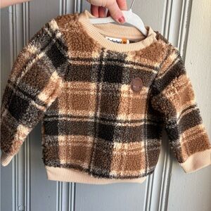 Timberland Brown Plaid Fleece Sweater 6/9M Pullover